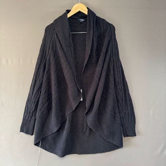 Chaps Ralph Lauren Women’s Black Knit Open Cardigan Sweater Size XL - Picture 1 of 7